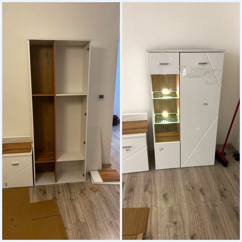 Montáž nábytku pred/po